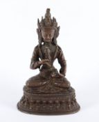 <de>VAJRASATTVA, stark kupferhaltige Bronze, H 15,5, TIBET7NEPAL</de>