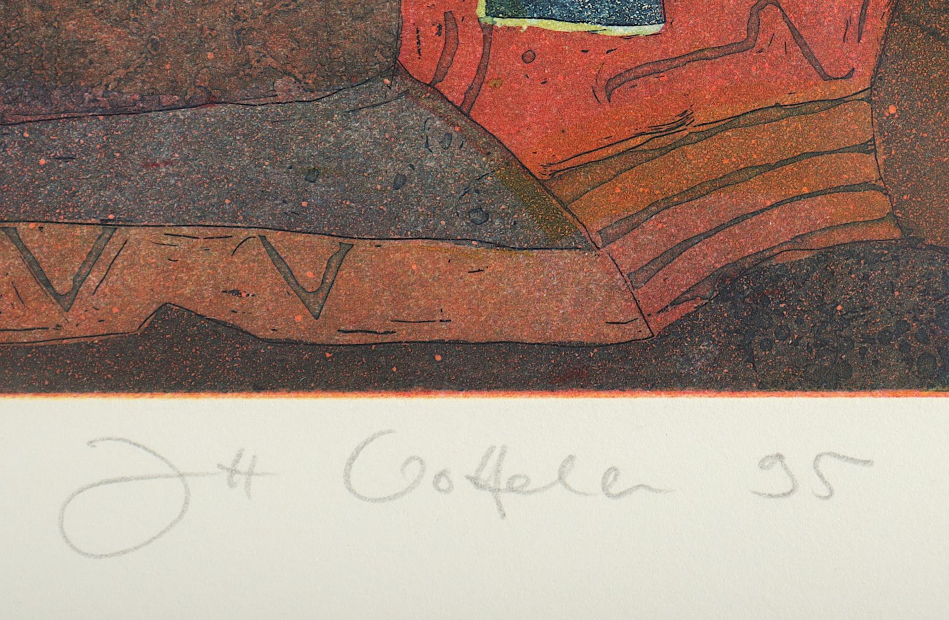 <de>VOTTELER, Jutta, "Im Palmenlicht", Original-Farbradierung, Andruck, 80 x 100, handsigniert, R.</ - Bild 3 aus 3