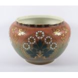 CACHEPOT, Feinsteinzeug, polychrom bemalt, Dm 34, besch, FRANKREICH, um 1900