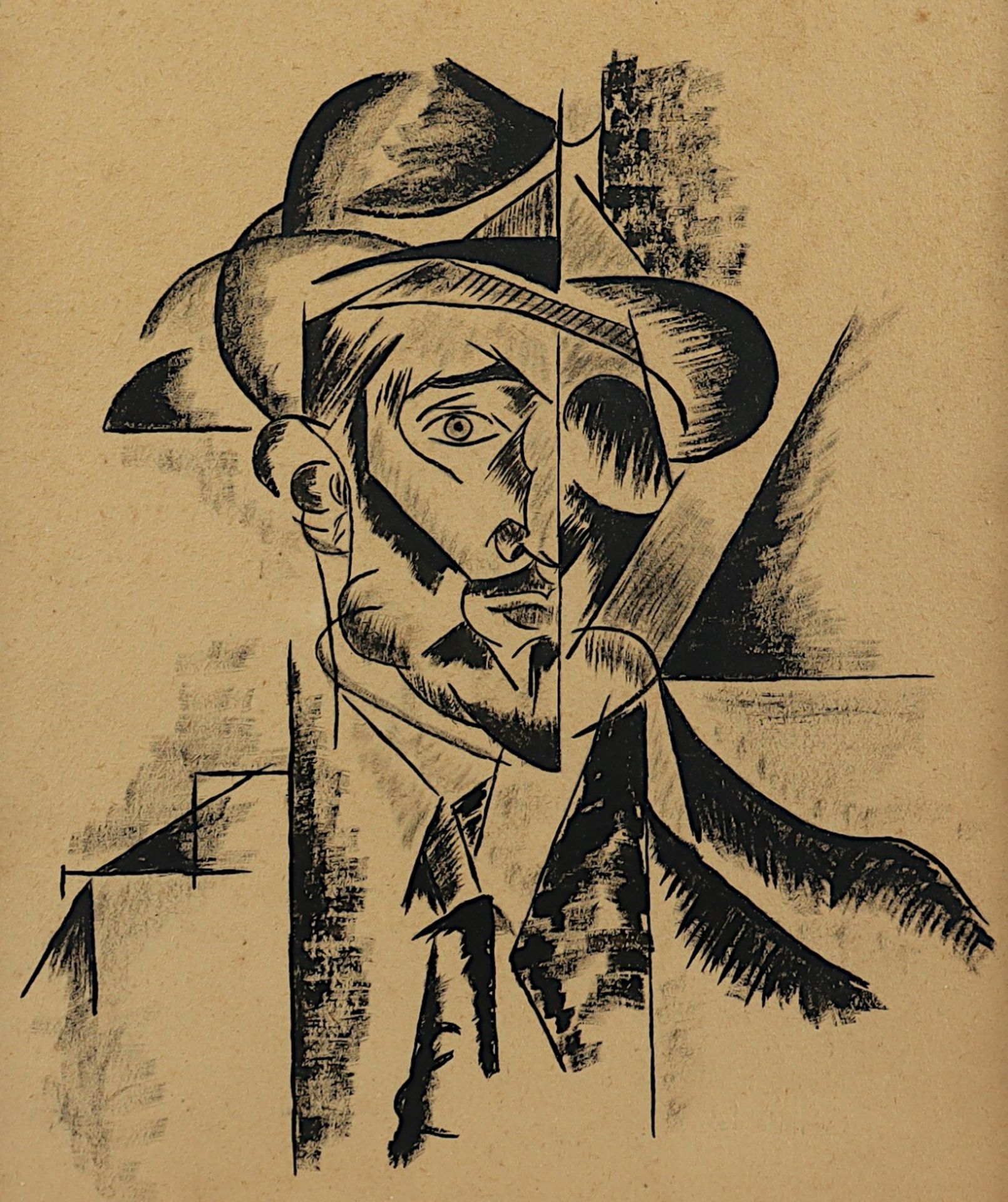 <de>RUSSISCHER KÜNSTLER DER AVANTGARDE, "Portrait eines Mannes", Tusche/Papier, 32 x 21,5, R.</de> - Bild 2 aus 2