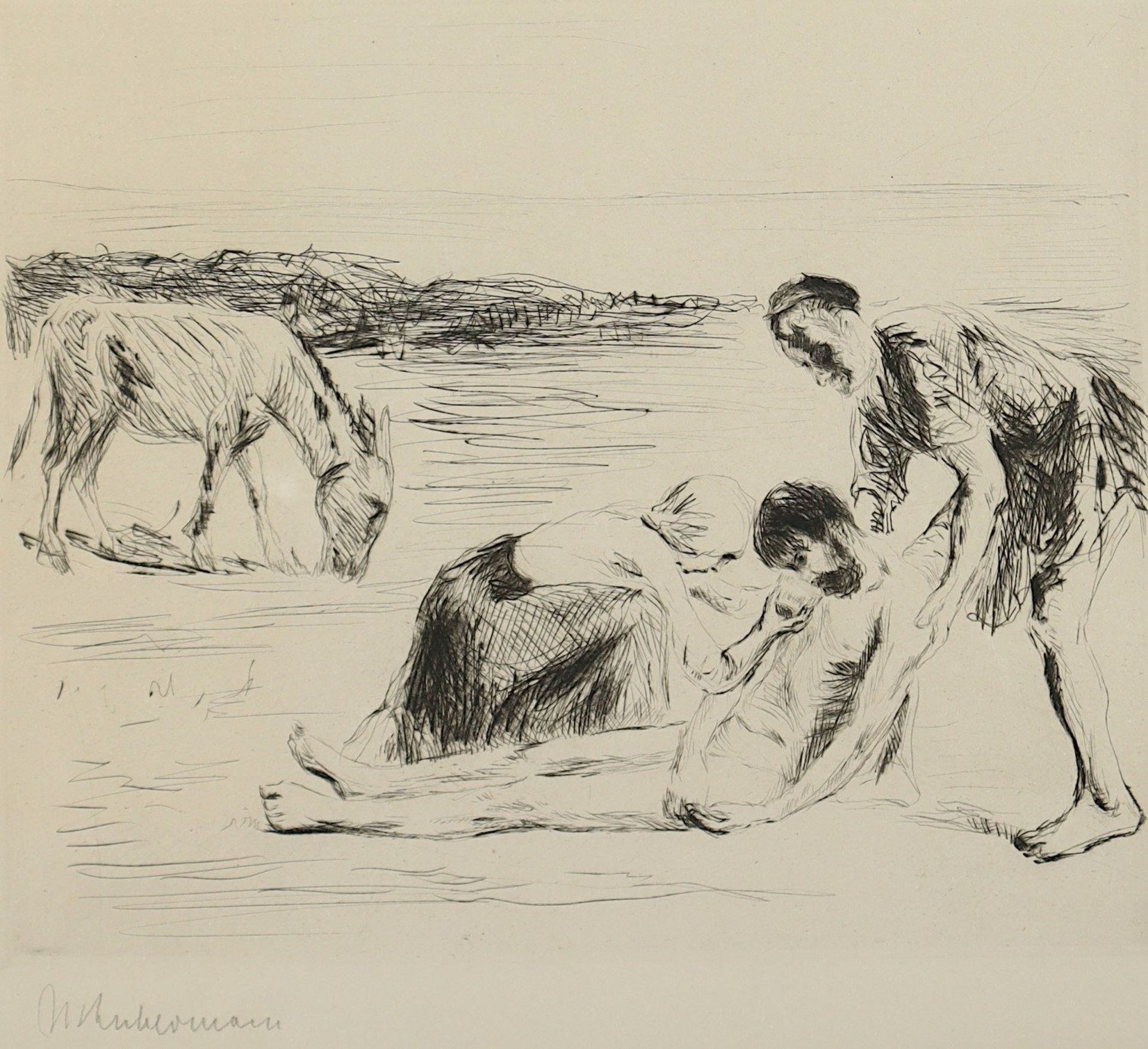 <de>LIEBERMANN, Max, "Der barmherzige Samariter", Original-Radierung, 19,5 x 23, 1910, handsigniert,