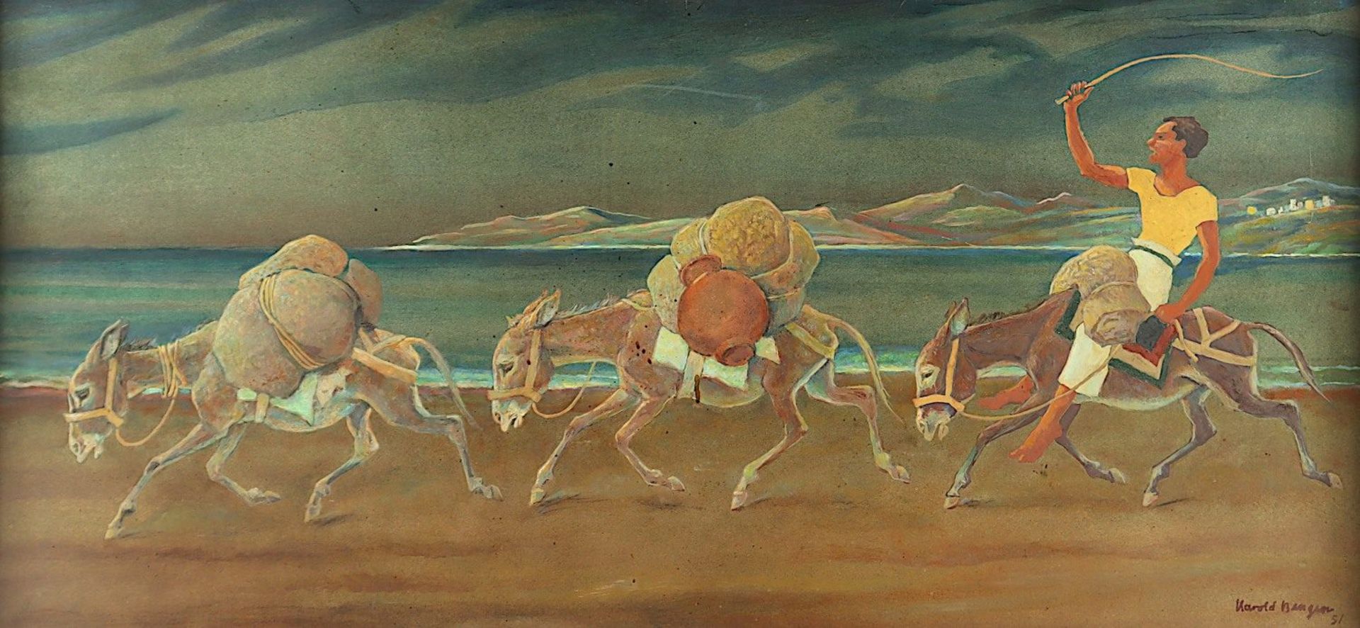 <de>BENGEN, Harold T. (1879-1962), "Italienischer Eseltreiber", Öl/Hartfaser, 51 x 108, unten rechts