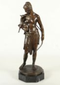 <de>JANENSCH, Gerhard Adolf (1860-1933), "Diana mit Rehkitz", Bronze, auf dem Standsockel signiert, 