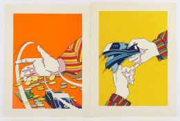 <de>DEUTSCHER POP-ART-KÜNSTLER, zwei Hände, Farboffsets, 29 x 38, ungerahmt</de>