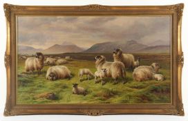 <de>JONES, Charles (1836-1892), "Schafe in den Highlands", Öl/Lwd., 62 x 108, unten rechts monogramm