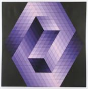 <de>VASARELY, Victor, "Composition", Farbserigrafie/Karton, 80 x 80, handsigniert, Lagerspuren, unge