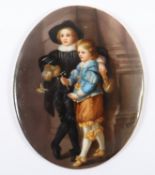 <de>BILDPLATTE, Portrait zweier Knaben nach einer Gemäldevorlage, H 8,5, DEUTSCH, E.19.Jh.</de>