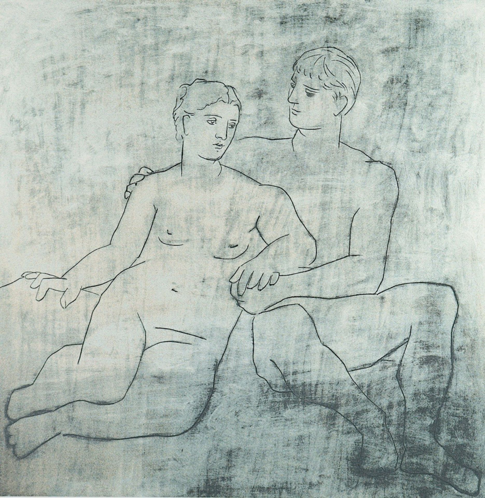 <de>PICASSO, Pablo, nach, "L'Idillio", Serigrafie, 78 x 78, Succession de Picasso, 1999, ungerahmt</