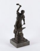 <de>SAALMANN, Erich (tätig 1918-1932), "Schmied", Bronze, H 31, auf dem Stand signiert, Marmorsockel