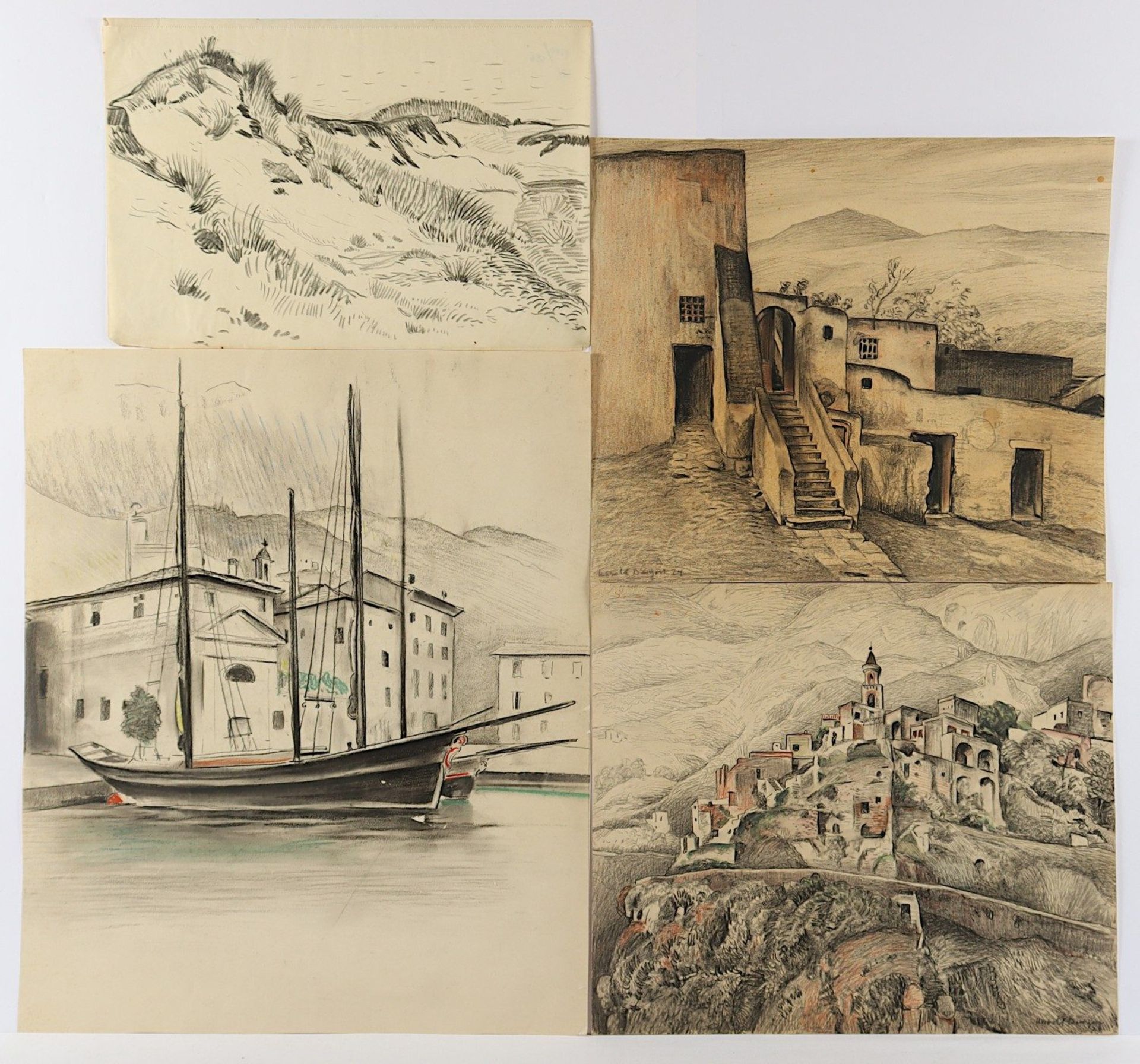 <de>BENGEN, Harold Tronson (1879-1962), 4 Landschaften, diverse Techniken und Größen, bis 58 x 48, t