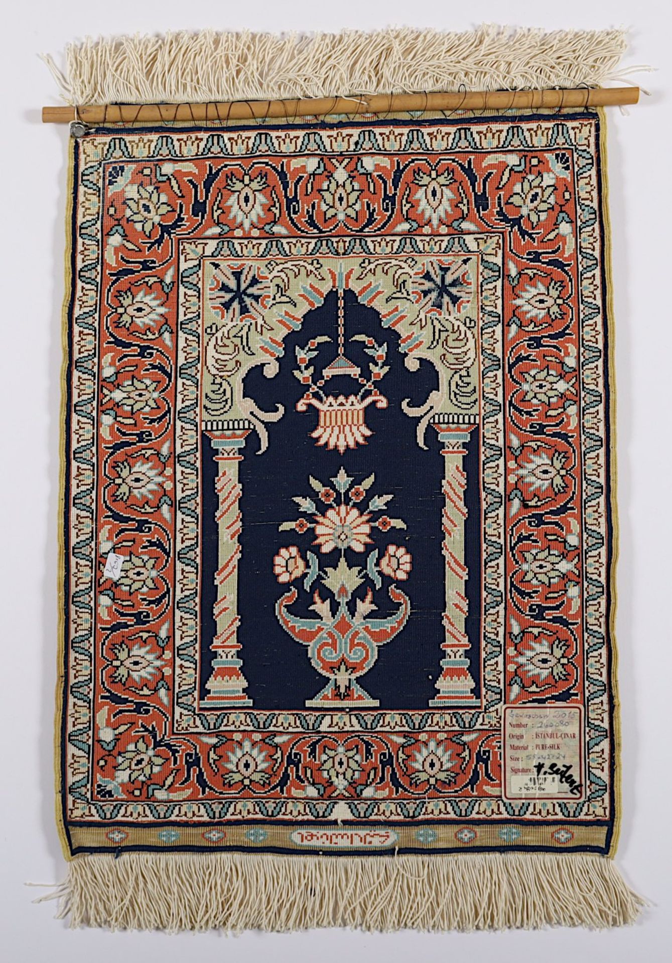 KLEINER TEPPICH HEREKE, Türkei, Seide, 58 x 42, Zustand B - Image 3 of 3