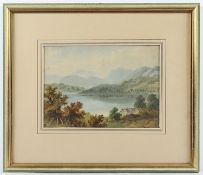 <de>AQUARELLIST DES 19.JH., "Landschaft in den Alpen", Aquarell/Papier, 18 x 25,5 (Passepartoutaussc