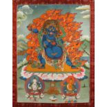 THANGKA MAHAKALA, Gouache und Gold auf Stoff, 52 x 40, traditionell montiert, TIBET/NEPAL