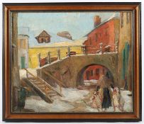 <de>HERKENDELL, Friedrich August (1876-1940), "Straßenszene in einer Kleinstadt", R.</de>