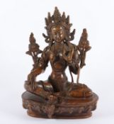 <de>SHYMATARA, stark kupferhaltige Bronze, Sockel geschlossen, H 16,5, TIBET/NEPAL</de>