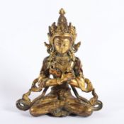 <de>VAJRADHARA, Bronze, partiell vergoldet, H 13, TIBET/NEPAL</de>