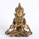 VAJRADHARA, Bronze, partiell vergoldet, H 13, TIBET/NEPAL