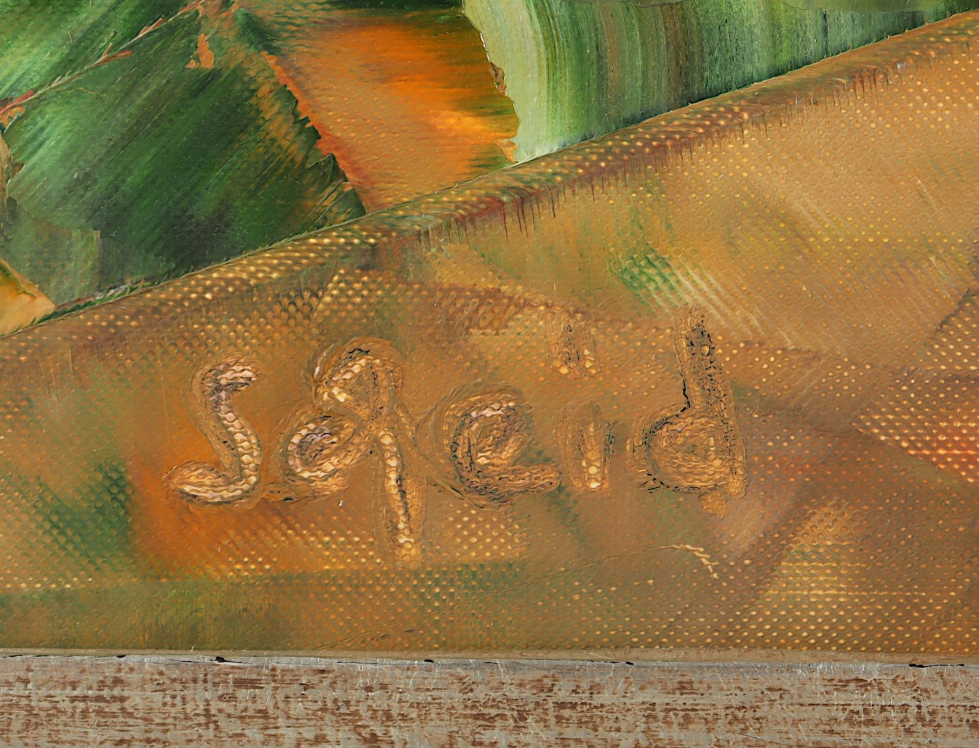 <de>SCHEID, Bernd, "Ohne Titel", Öl/Hartfaser, 42 x 56, unten links signiert, verso signiert und dat - Bild 2 aus 3