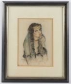 <de>CHIMOT, Edouard Jules, "Frau", Zeichnung (Aquarell und Kohle) auf Papier, 30 x 22, handsigniert,