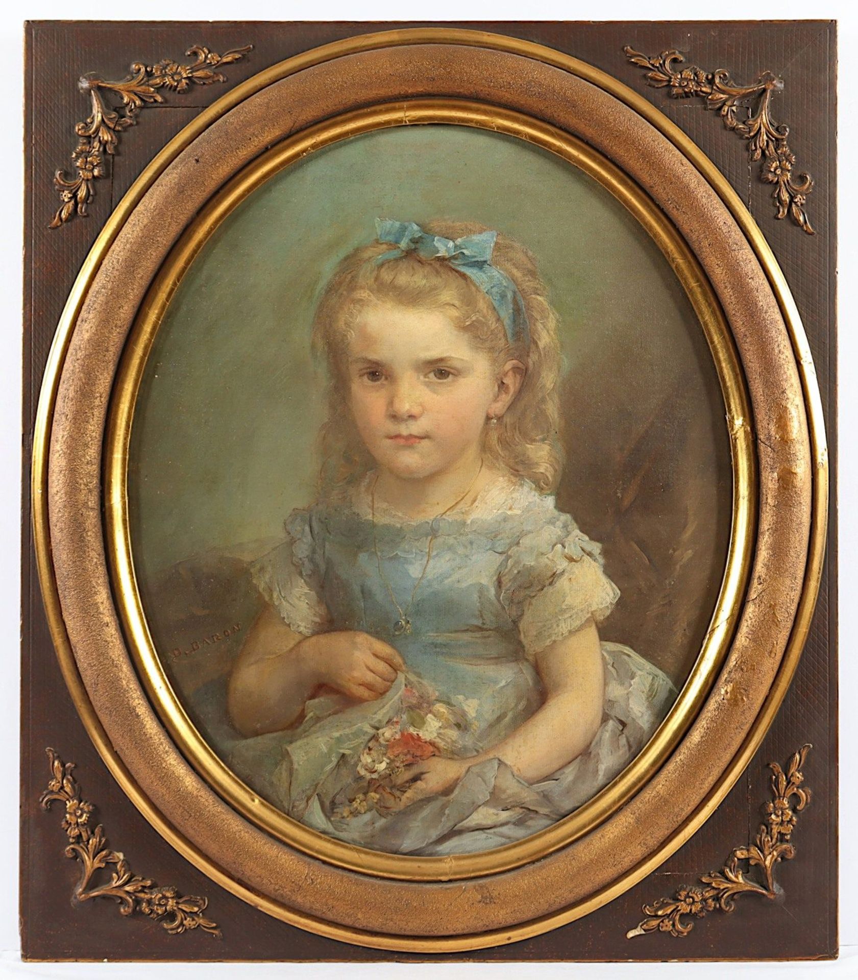 <de>BARON, Dominique (Frankreich 19.Jh.), "Portrait seiner Tochter Anne", Öl/Lwd., 61,5 x 50, doubli