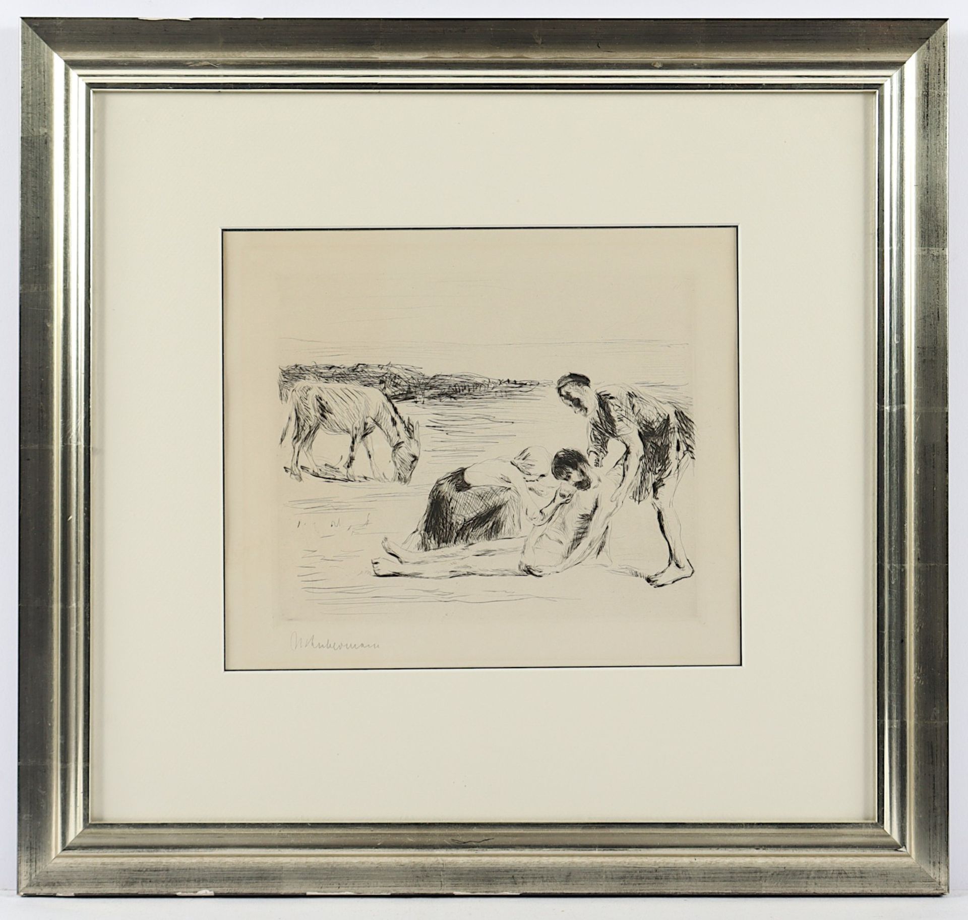 <de>LIEBERMANN, Max, "Der barmherzige Samariter", Original-Radierung, 19,5 x 23, 1910, handsigniert, - Bild 2 aus 2