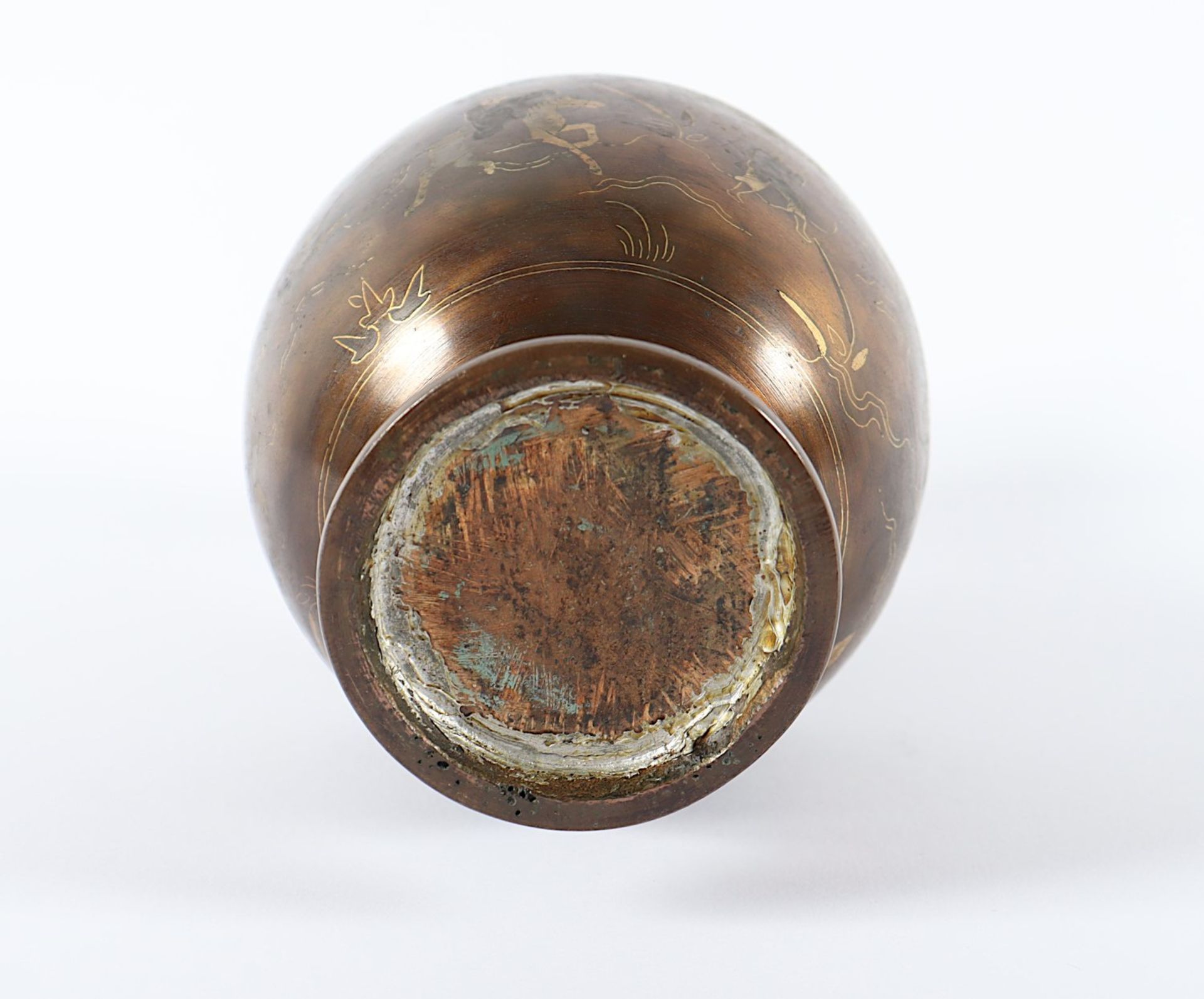 VASE, Bronze, Buntmetalleinlagen, H - Bild 3 aus 3
