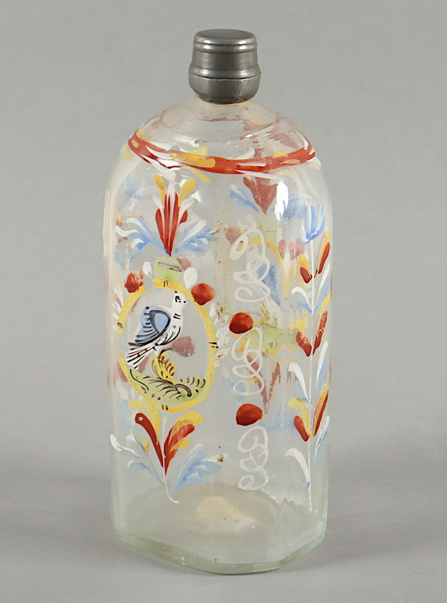 KLEINE FLASCHE, farbloses Glas, - Bild 2 aus 3