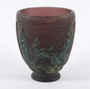 JUGENDSTIL-VASE, violett getöntes und