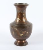 VASE, Bronze, Buntmetalleinlagen, H