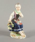 FIGUR "GÄRTNERKIND MIT BLUMENKORB",