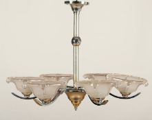 ART-DECO-DECKENLAMPE, Metall,