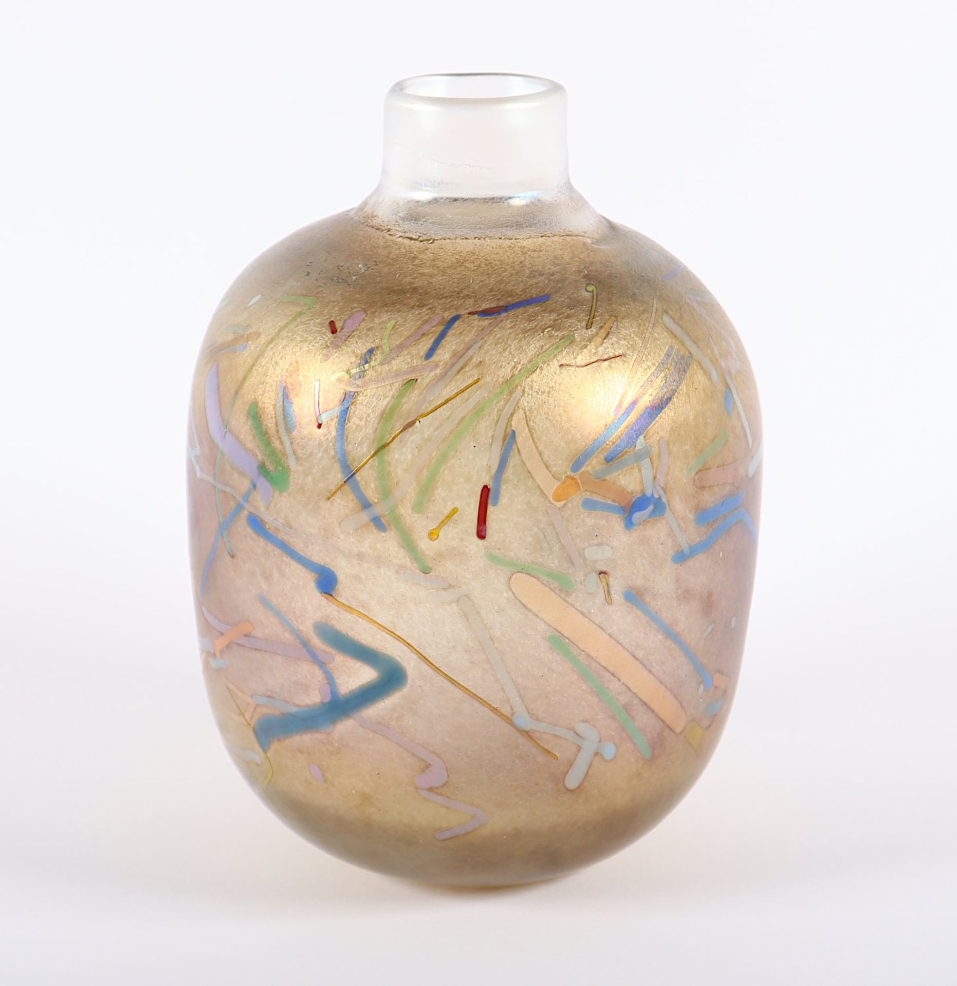 VASE, farbloses, satiniertes Glas, - Image 2 of 4