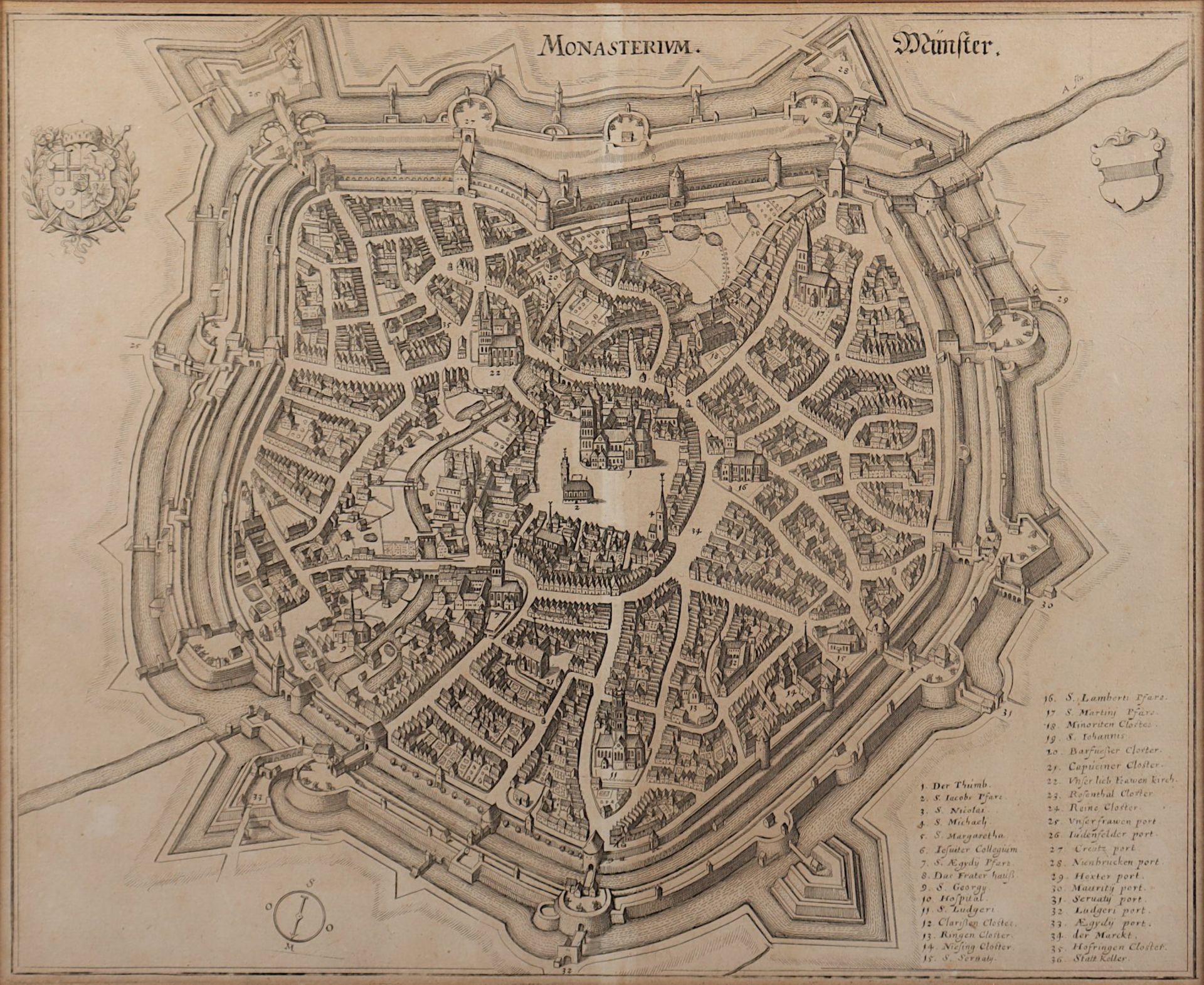 MÜNSTER, drei Kupferstiche, Stadtplan - Image 3 of 3