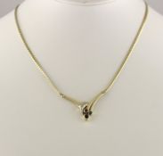 COLLIER, 585/ooo Gelbgold, besetzt mit