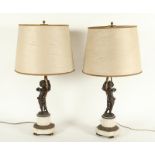 PAAR LAMPEN, Bronze und Marmor,