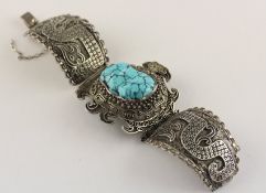 TÜRKIS-ARMBAND, Silber, filigrane