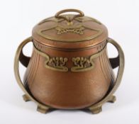 JUGENDSTIL-BOWLE, Metall/Kupfer, mit