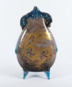 GROSSE VASE, rauchfarbenes Glas mit