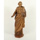 FIGUR EINER HEILIGEN, Holz,