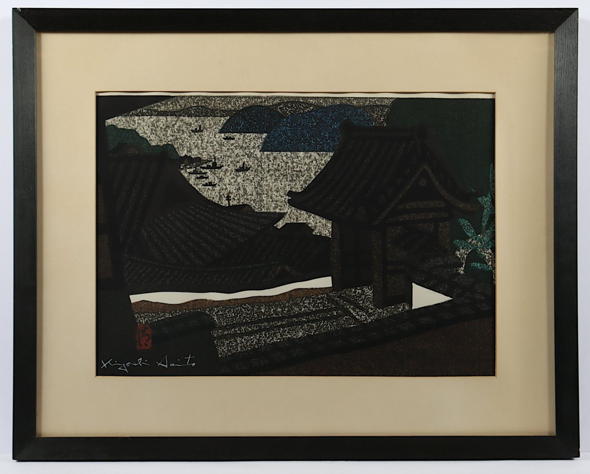 FARBHOLZSCHNITT, "Hirato Nagasaki", - Bild 2 aus 2
