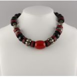 INDISCHE KETTE, Silberlegierung, Onyx,