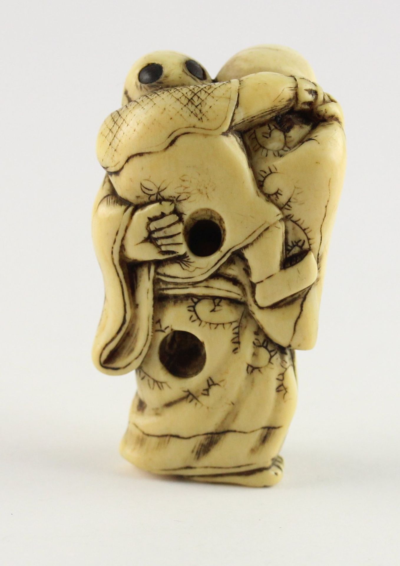 NETSUKE HOTEI MIT KARAKO, Elfenbein, - Bild 2 aus 5