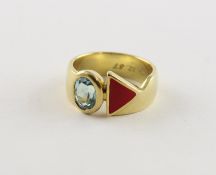 DESIGNER-RING, 750/ooo Gelbgold, Topas