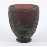 JUGENDSTIL-VASE, violett getöntes und