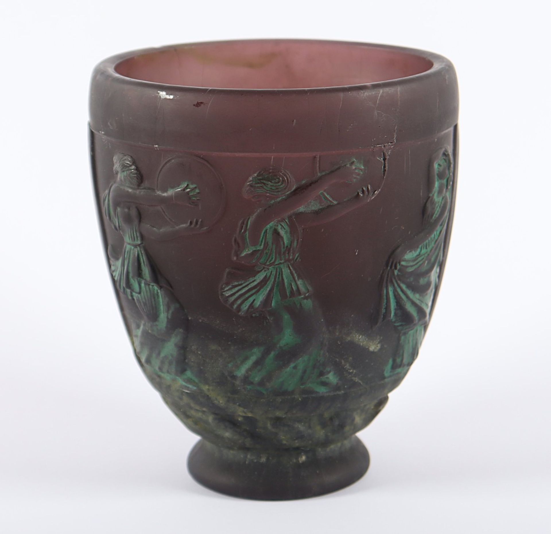 JUGENDSTIL-VASE, violett getöntes und - Bild 2 aus 4