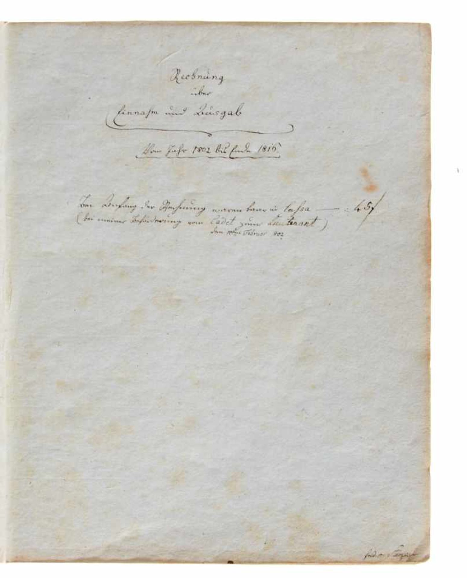 Württemberg - Stumpe - Einnahmen- und Ausgabenbuch von Friedrich August von Stumpe. - Bild 2 aus 3