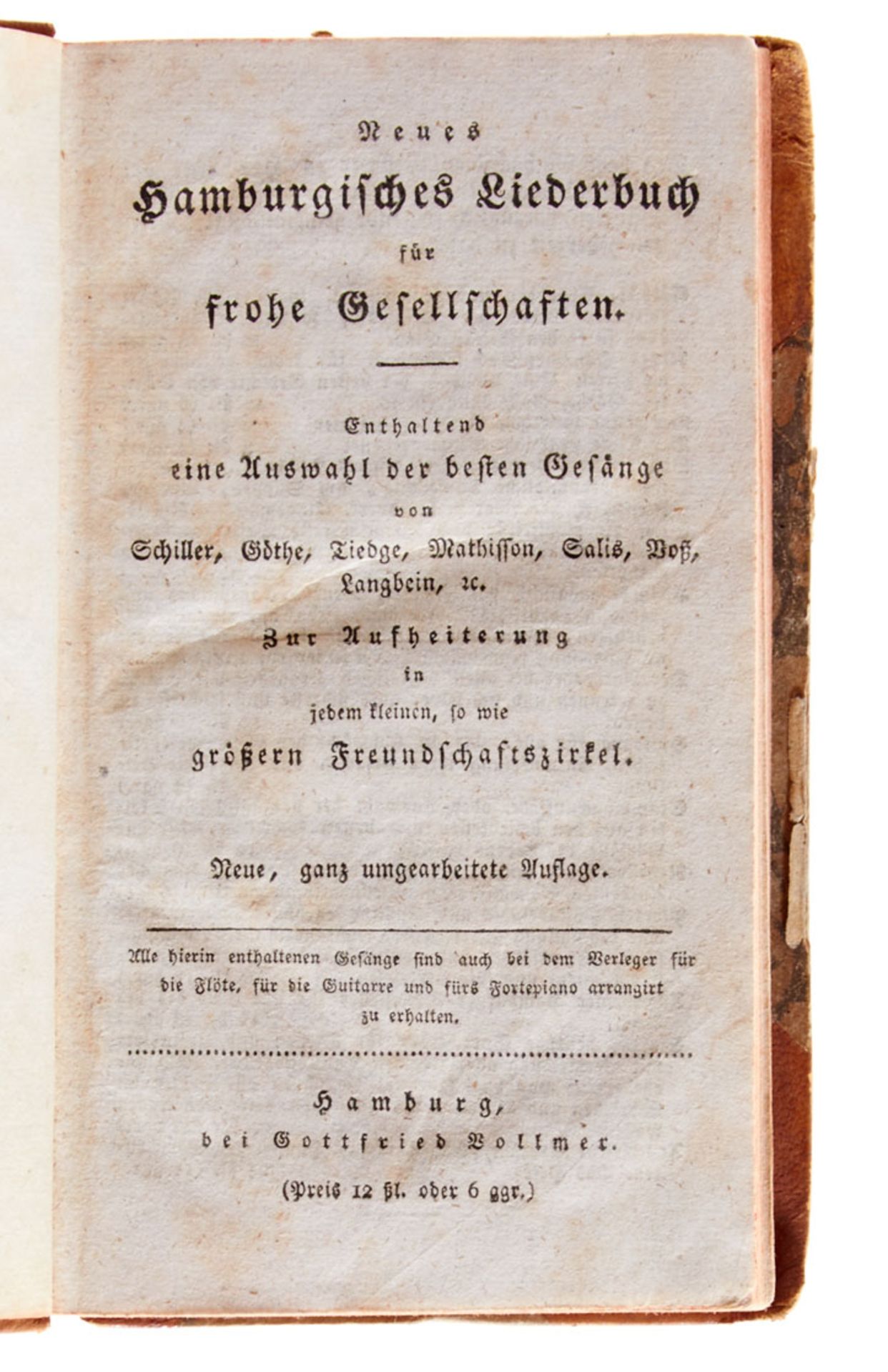Hamburg - Neues Hamburgisches Liederbuch für frohe Gesellschaften (Tl. IV: Neuestes Hamburger Lieder - Image 2 of 3