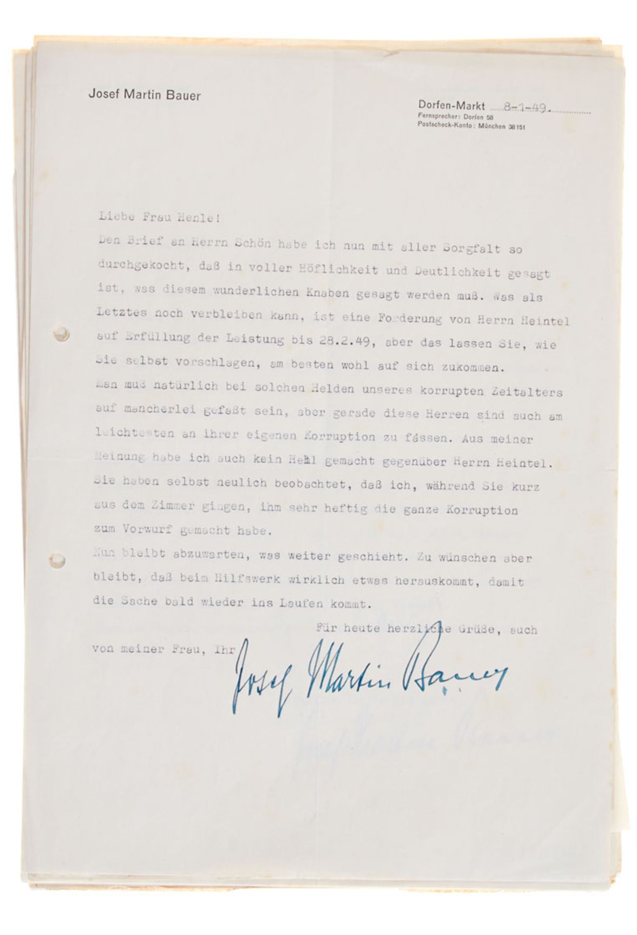 Bauer, J. M., Schriftsteller (1901-1970). - Image 2 of 3