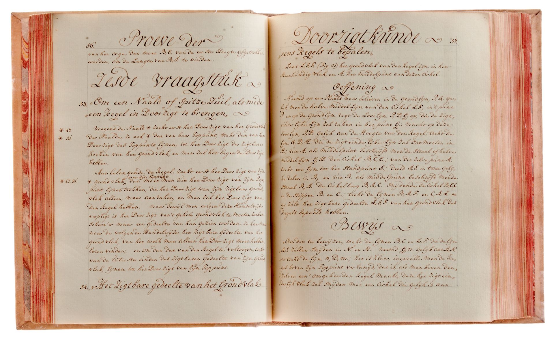 Gravesande - Perspektive - "Proeve der doorzigtkunde". Niederländische Handschrift auf Papier. - Image 6 of 6