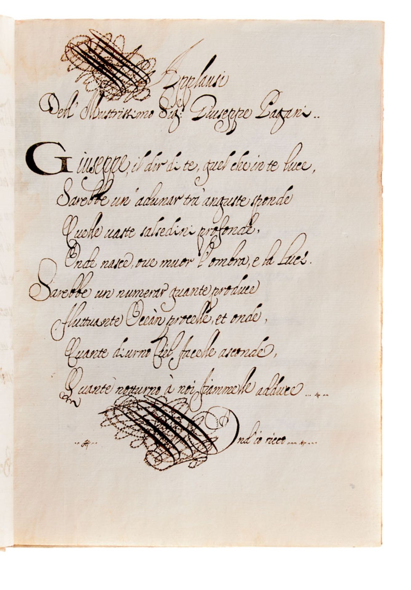 Belluno - "Amorose passioni d'un cuore seguace di bellezza senza paragone". Italienische Handschrift - Image 4 of 4